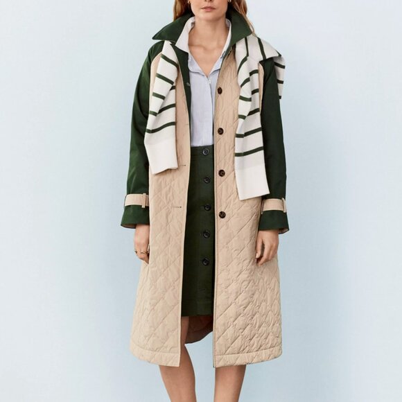 NWT Ann Taylor Weekend Collection Quilted Mixed Media Mac Coat - Picture 1 of 7